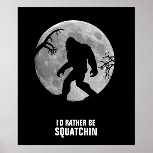 Poster Squatchin allé avec la lune et la silhouette