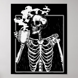 Poster Squelette amateur de café drôle Sku Halloween