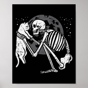 Poster Squelette Chat Crâne Kitty Cute Goth Halloween Men