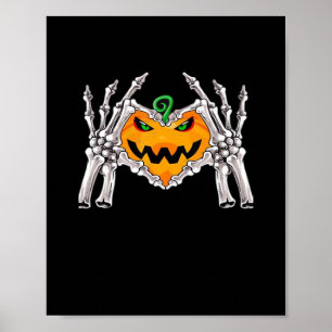 Poster Squelette Coeur main Signale Costume os
