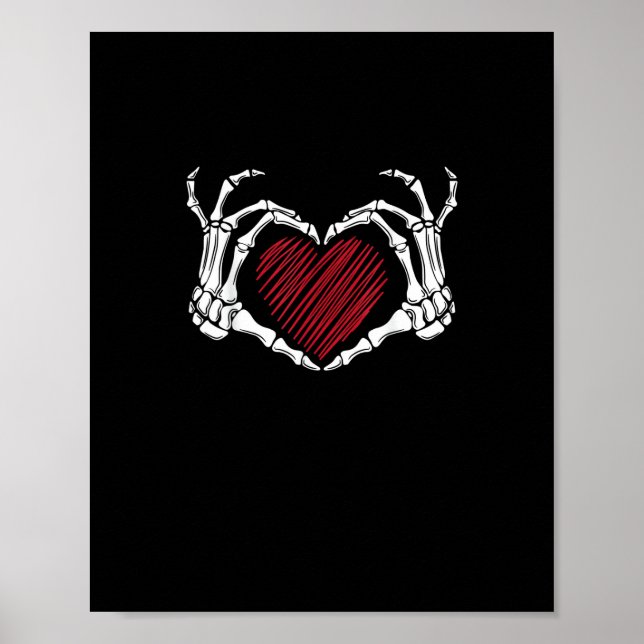 Poster Squelette Coeur main signe costume tendance Hallow (Devant)