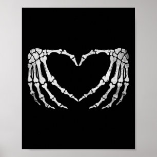 Poster Squelette Coeur main Signer Costume d'Halloween Vi