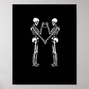 Poster Squelette Coeur Mains signe Halloween Costume Clas