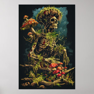 Poster Squelette de champignons