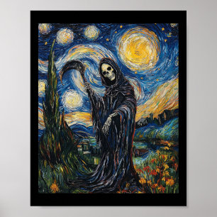 Poster Squelette de faucheuse - Style Van Gogh - Starry N