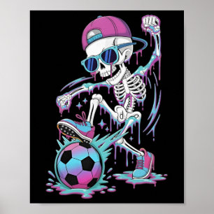 Poster Squelette de joueur de football au néon qui goutte