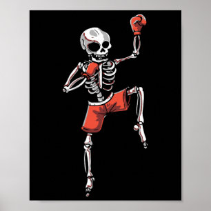 Poster Squelette de kickboxing Kickboxeur Arts martiaux H
