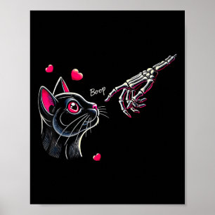 Poster Squelette de main de chat noir Boop Saint-Valentin
