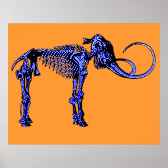 Poster Squelette de mammouth bleu (Devant)