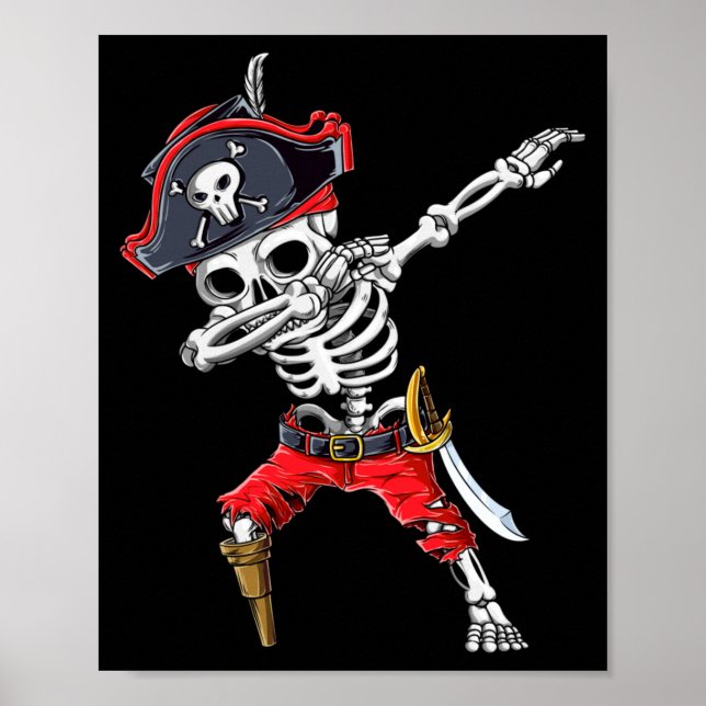 Poster Squelette de pirate Dabbing (Devant)