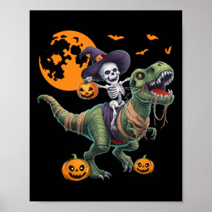 Poster Squelette de sorcière chevauchant un dinosaure T R