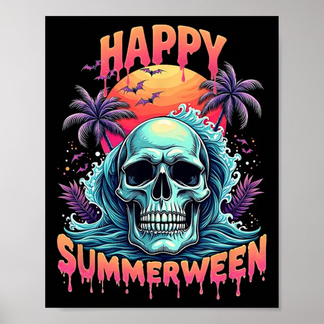 Poster Squelette de Summerween heureux Été Pastèque Jack- (Devant)