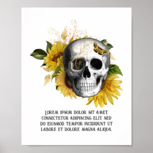Poster Squelette de tournesol gothique