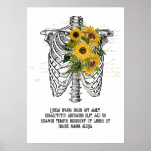 Poster Squelette de tournesol gothique