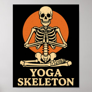 Poster Squelette de yoga en méditation