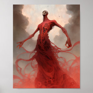 Poster Squelette Démon Créature Imaginaire foncé Horreur