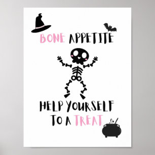 Poster Squelette d'Halloween Bone Appetite portique porte