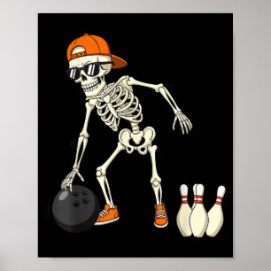 Poster Squelette d'Halloween Drôles d'amateurs de quilles