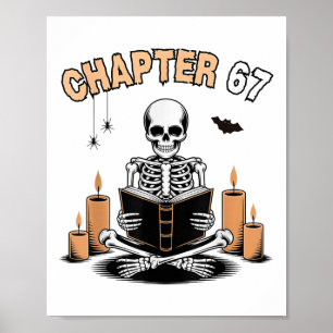 Poster Squelette drôle de Halloween lisant un livre 67 Me
