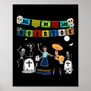 Poster Squelette drôle du jour des morts - Dia De Los Mue