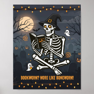 Poster Squelette drôle en lecture