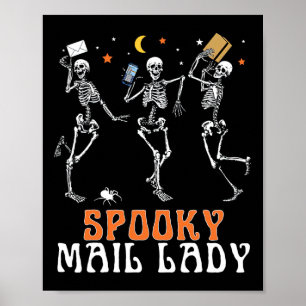 Poster Squelette éffrayant Danser Mail Lady Postal Worker
