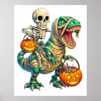 Squelette Fantaisiste à Cheval sur un T-Rex Momie