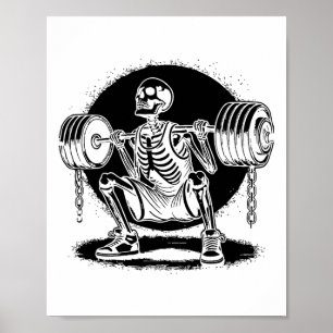 Poster Squelette Habillement Poids Hélicoptère Bodybuildi