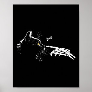 Poster Squelette Halloween Cute Black Cats Pet K