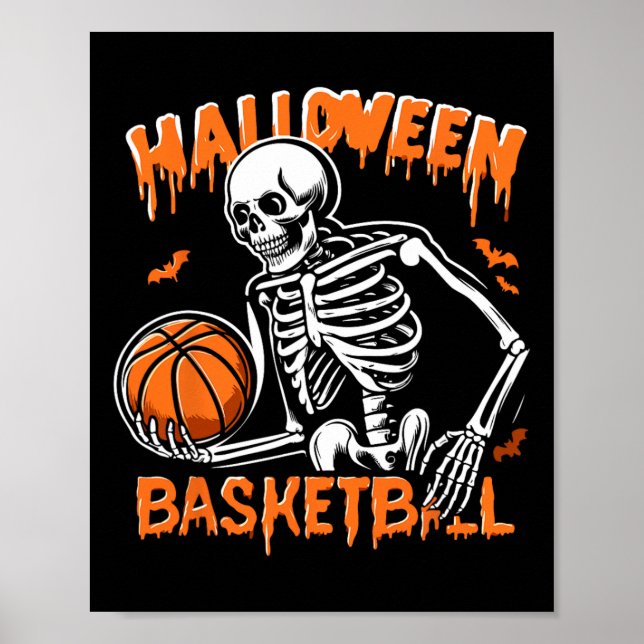Poster Squelette Halloween Tricoter Ou Traiter (Devant)