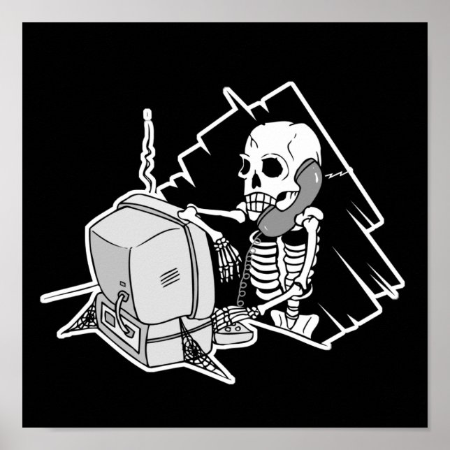 Poster squelette indéfiniment en attente support techniqu (Devant)