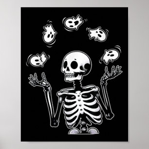 Poster Squelette Jonglage Ghosts drôle Costume d'Hallowee