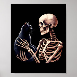 Poster Squelette Jouant Avec Un Graphique Chat Crâne Amou