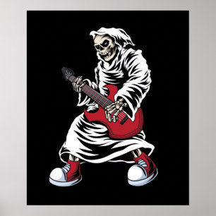 Poster squelette jouant guitare électrique acoustique