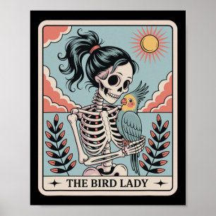 Poster Squelette La Dame aux Oiseaux Carte de Tarot Squel