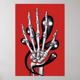 Poster Squelette Main Avec Fantômes