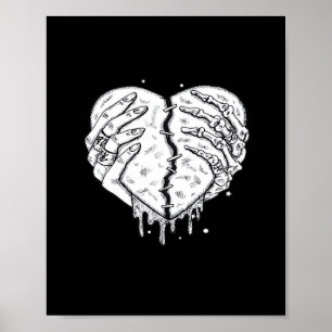 Poster Squelette Mains Coeur - Coeur gothique Classique