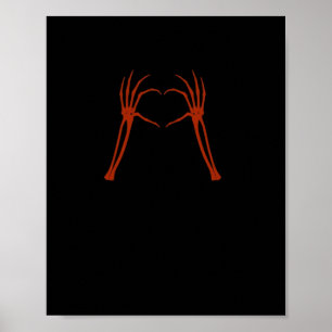 Poster Squelette Mains Coeur Signer Costume Drôle Hallowe