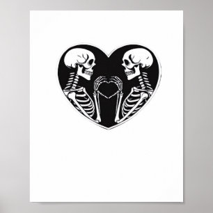 Poster Squelette Mains Coeur Signer Halloween Costume Ret