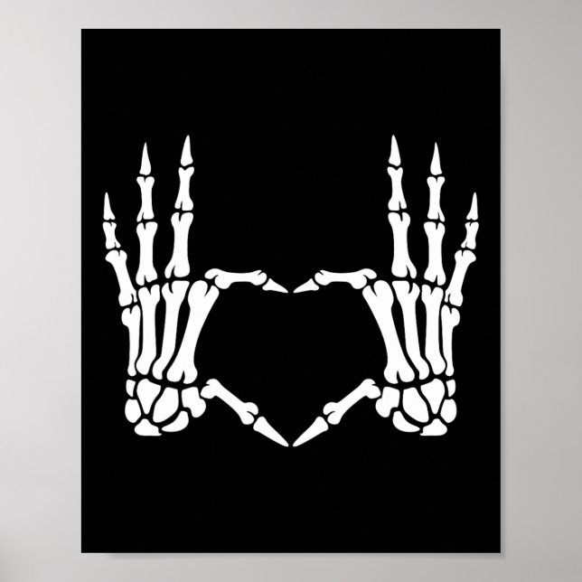 Poster Squelette Mains Coeur Signer Retro Costume Hallowe (Devant)