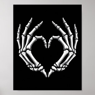 Poster Squelette Mains Coeur Signer Retro Costume Hallowe