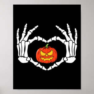 Poster Squelette Mains Coeur Signer Retro Costume Hallowe
