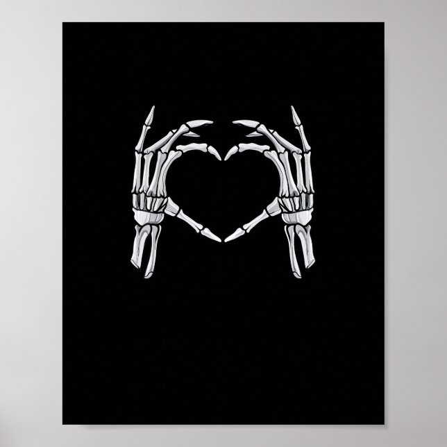Poster Squelette Mains Coeur Signer Retro Costume Hallowe (Devant)