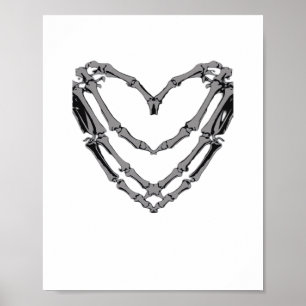 Poster Squelette Mains Coeur Signer Retro Costume Hallowe