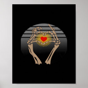 Poster Squelette Mains Faire Un Coeur Classique