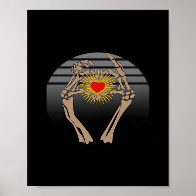 Poster Squelette Mains Faire Un Coeur Classique (Devant)
