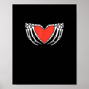 Poster Squelette Mains Formant Coeur - Déplaisant Hallo g