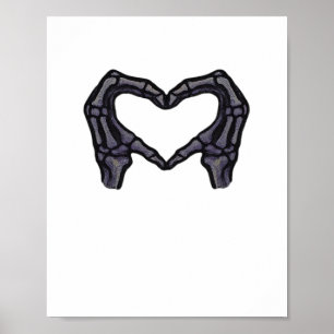 Poster Squelette Mains Formant Un Coeur