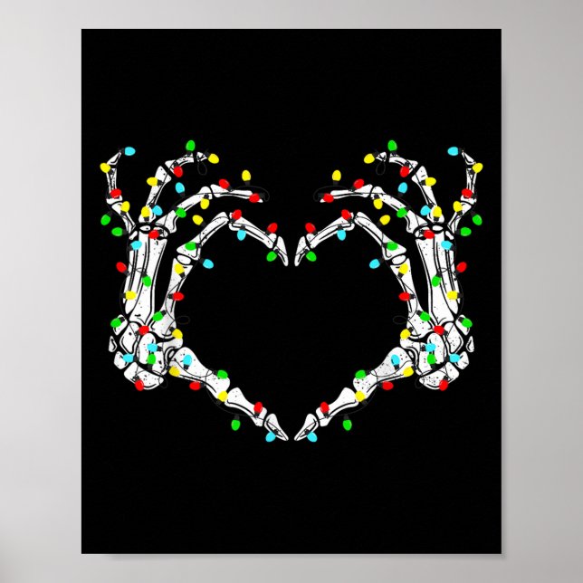 Poster Squelette Mains Signe de Coeur Lumière Costume de  (Devant)