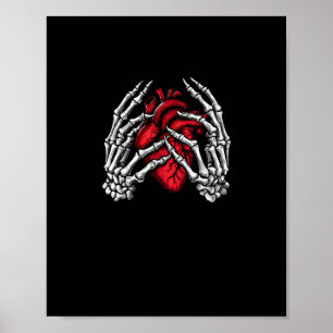 Poster Squelette Mains tenant Coeur Halloween Costume